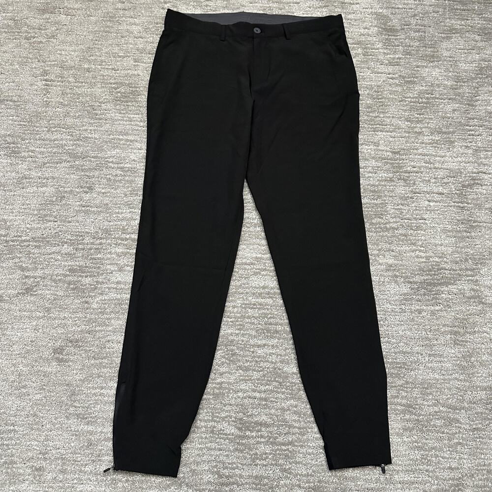 Druids Pants Mens 34x32 Black Golf Joggers Tapered Zip Hem Stretch Athletic
